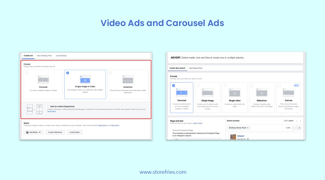 Video Ads and Carousel Ads