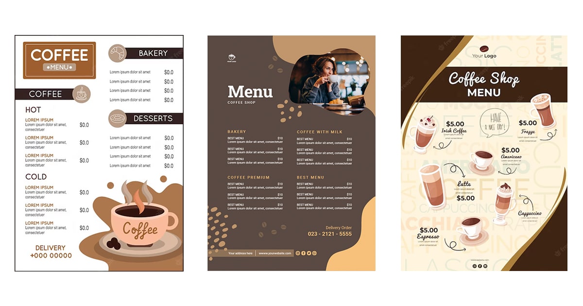 design a menu for your coffee shop